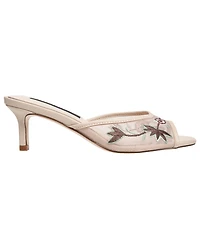 French Connection Womens Louvisa Embroidered Kitten Heel