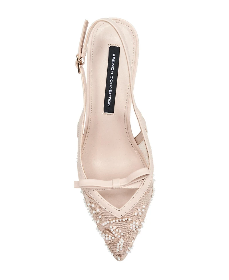 French Connection Womens Quinny Embroidered Bead Heel