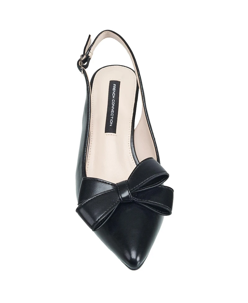 French Connection Womens Brinton Oversized Bow Kitten Heel