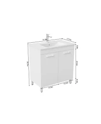 Sillysis Glossy White Freestanding Bathroom Vanity with Ceramic Sink, Soft Close Doors, Adjustable Shelf for Storage