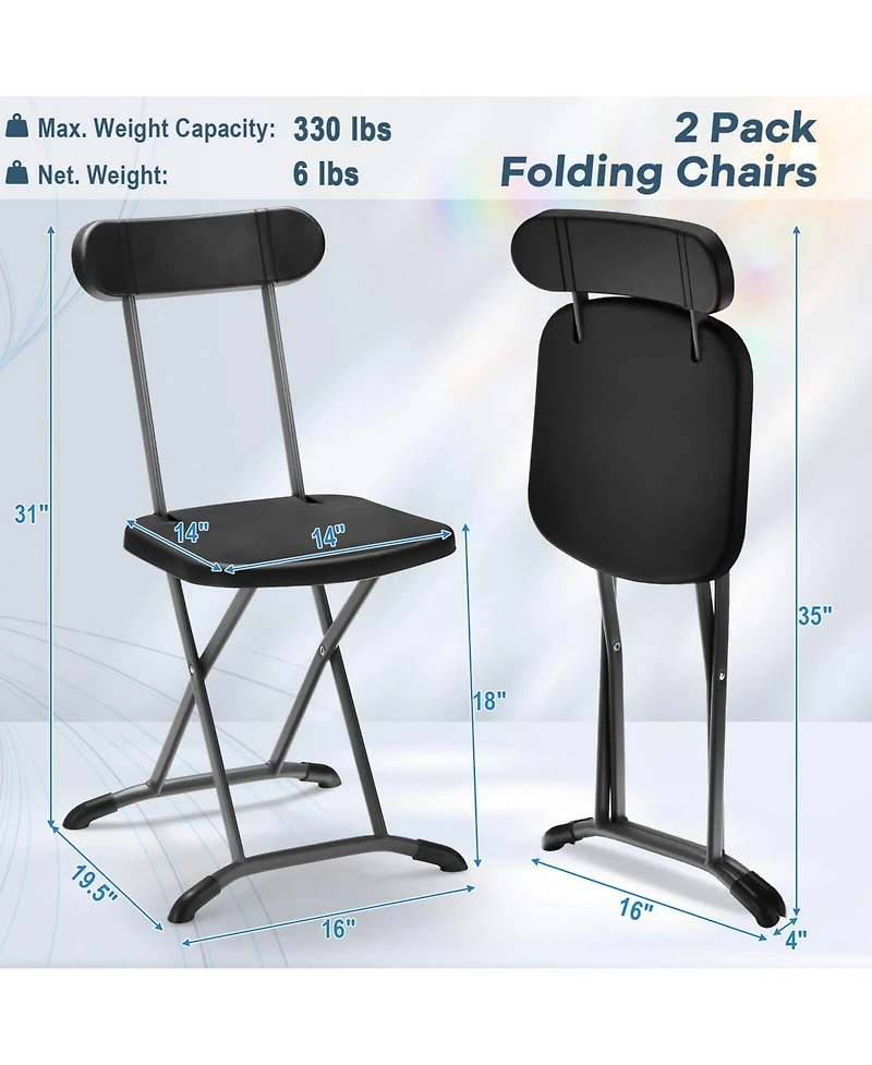 Slickblue 2 Pieces Outdoor Folding Chair Set with Sturdy Frame and Ergonomic Backrest