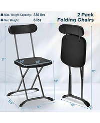 Slickblue 2 Pieces Outdoor Folding Chair Set with Sturdy Frame and Ergonomic Backrest