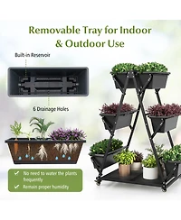 Slickblue 3-Tier Vertical Raised Garden Bed with 4 Wheels and 6 Container Boxes-Black