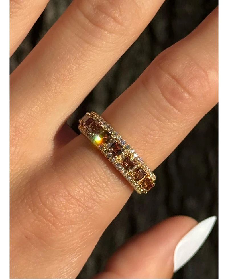 Suzy Levian Sterling Silver Cubic Zirconia Modern Eternity Band Ring