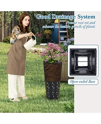 Sugift Set of 2 Tall Flower Pot with Open-ended Base