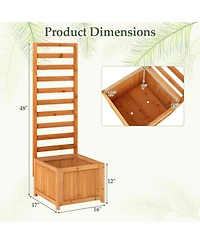 Sugift 48 Inch Wood Raised Garden Bed with Trellis with Drainage Holes