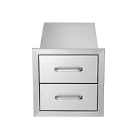 Sugift Outdoor Kitchen Drawers 14W x 14.4H x 23D in Double Bbq Stainless
