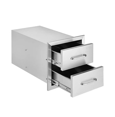 Sugift Outdoor Kitchen Drawers 14W x 14.4H x 23D in Double Bbq Stainless