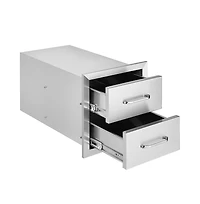 Sugift Outdoor Kitchen Drawers 14W x 14.4H x 23D in Double Bbq Stainless