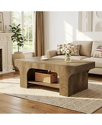 Tribesigns 47.24" Coffee Table, 2-Tier Simple Rectangle Center Table for Living Room, Farmhouse Wooden Accent Cocktail Tea Table