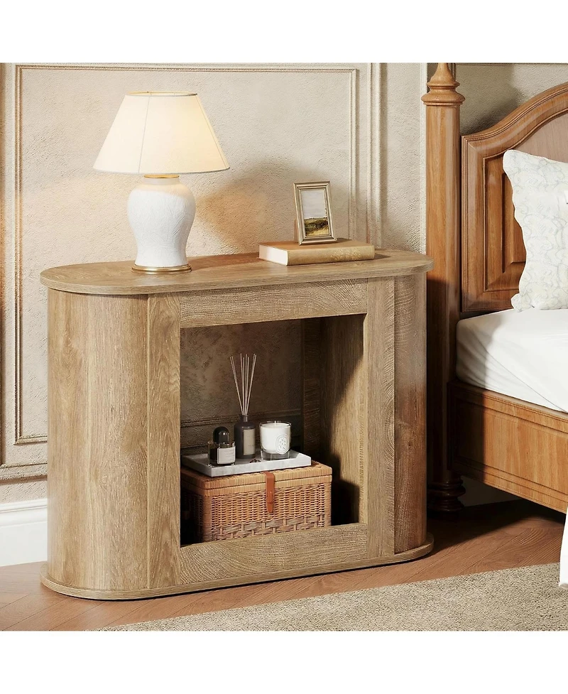 Tribesigns Farmhouse Side Table, 2-Tier Narrow End Table with Storage Shelf for Living Room, Rustic Wooden Bedside Nightstand