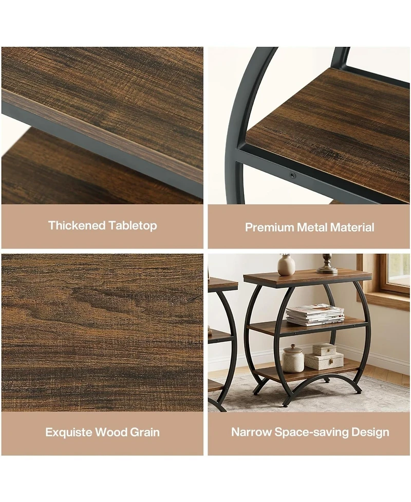 Tribesigns 3-Tier End Table for Living Room, Narrow Couch Side Table, Small Bedside Nightstand