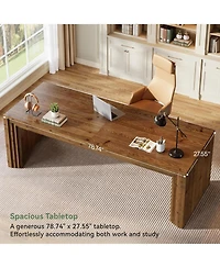 Tribesigns 78.7'' Solid Wood Double Desk, Extra Long Computer Writing Table, Two Person Desk