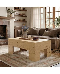 Tribesigns Wood Coffee Table, 47.24" Modern Center Table with Burl Wood Veneer, Low Rectangle Tea Table