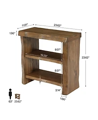 Tribesigns 3-Tier Solid Wood End Table Set of 2, Narrow Side Table with Live-Edge, Farmhouse Bedside Table