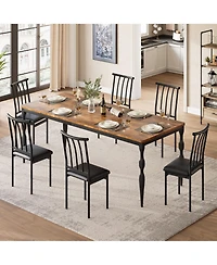 homfan Rectangular Dining Table for 4 to 8 with Curved Metal Legs
