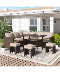 Aecojoy 7 Pieces Outdoor Wicker Rattan Furniture Set