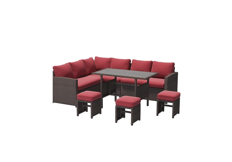 Aecojoy 7 Pieces Outdoor Wicker Rattan Furniture Set