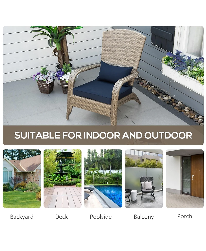 Outsunny Pe Rat Adirondack Lounge Patio Fire Pit