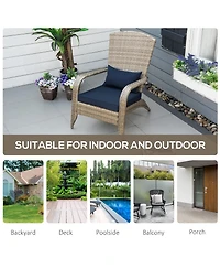 Outsunny Pe Rat Adirondack Lounge Patio Fire Pit
