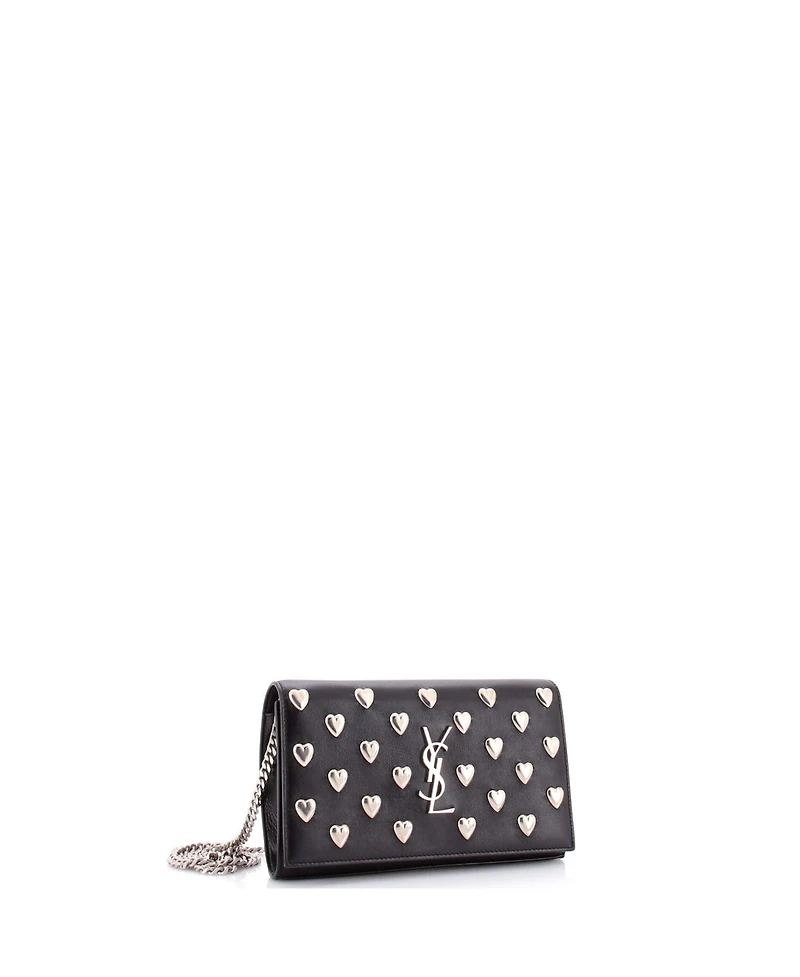 Pre-Owned Saint Laurent Classic Monogram Wallet on Chain Studded Leather