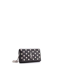 Pre-Owned Saint Laurent Classic Monogram Wallet on Chain Studded Leather