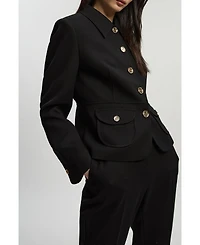 Karen Millen Women's Textured Compact Stretch Tailored Jacket