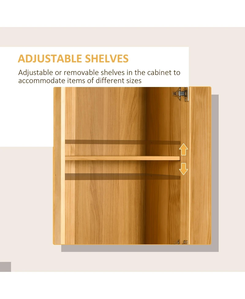 Homcom 67" Pinewood Kitchen Pantry Storage Cabinet with 2 Doors, Brown