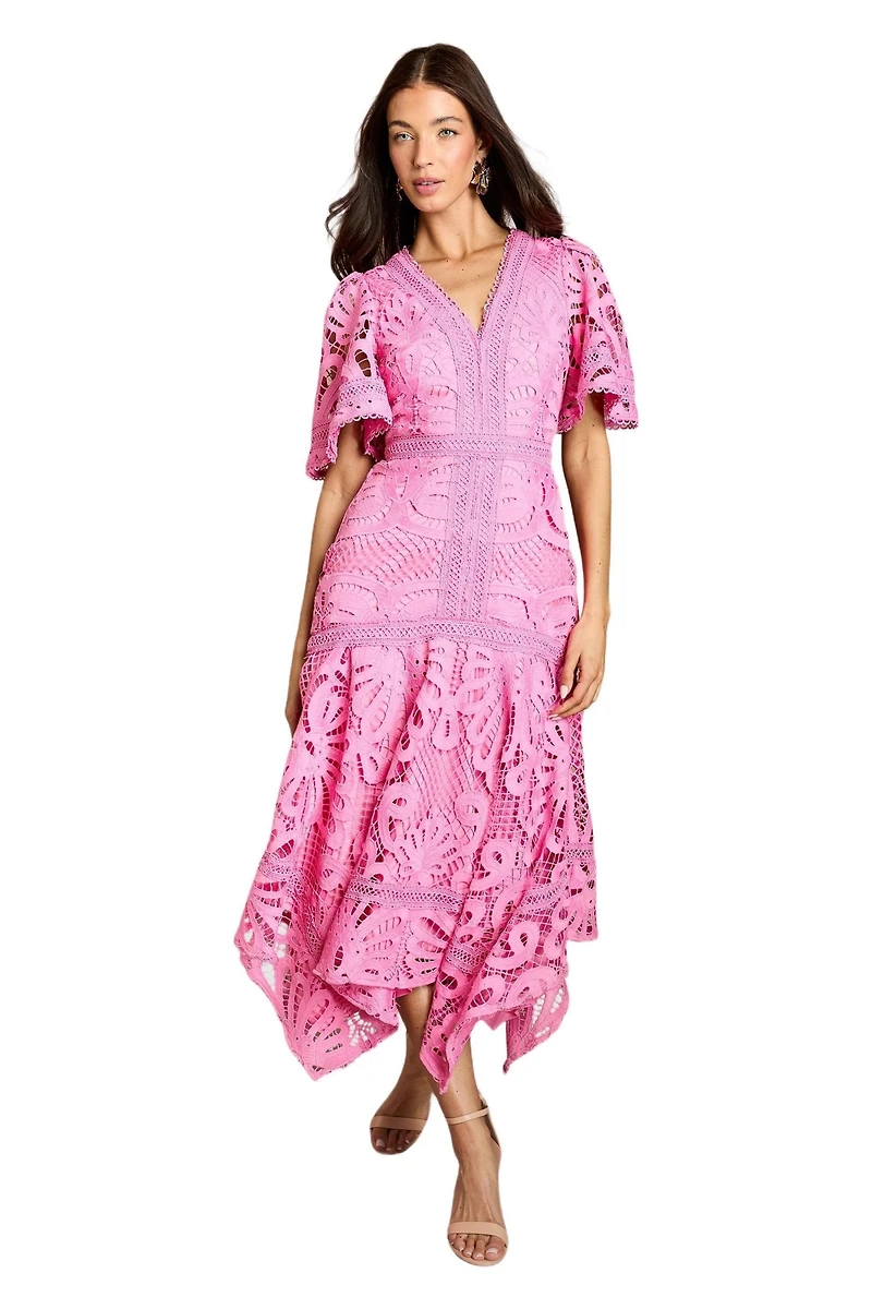 Coast Women's Placement Lace Hanky Hem Dress