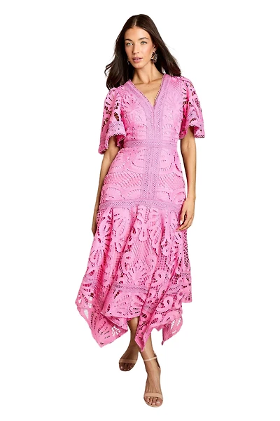 Coast Women's Placement Lace Hanky Hem Dress
