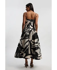 Karen Millen Women's Floral Jacquard Maxi Prom Dress