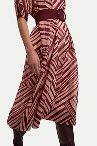 Karen Millen Women's Printed 3/4 Sleeve Plunge Midi Dress