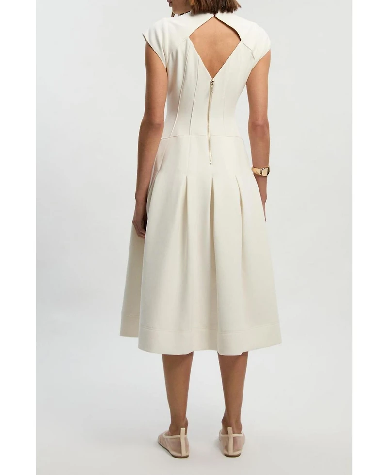 Karen Millen Women's Compact Stretch Dropped Waist Midi Dress