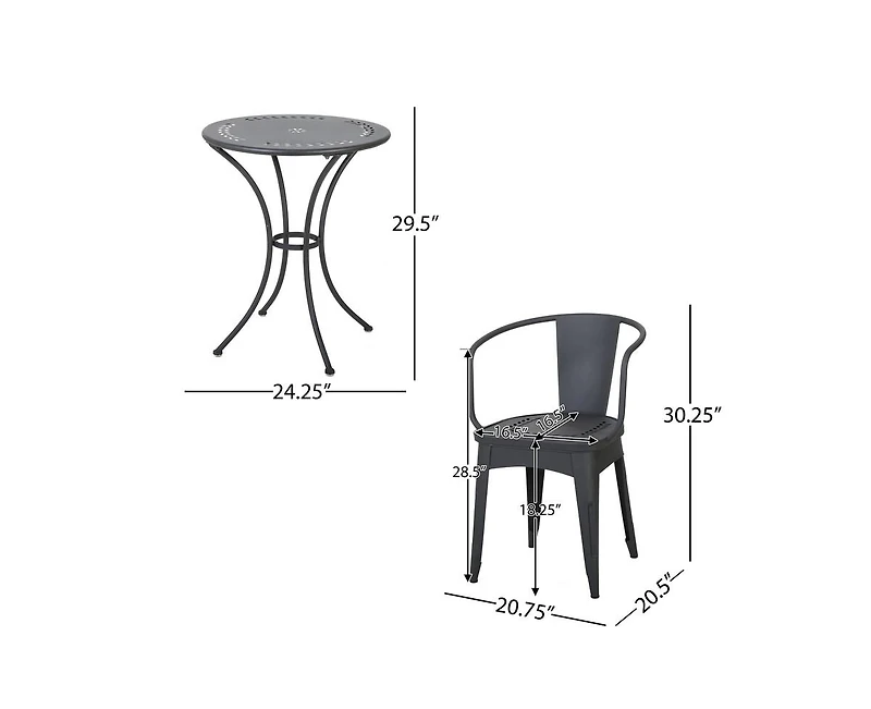 sumyeg 3-Piece Floral Pattern Iron Bistro Set with Stackable Chairs