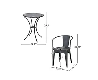 sumyeg 3-Piece Floral Pattern Iron Bistro Set with Stackable Chairs