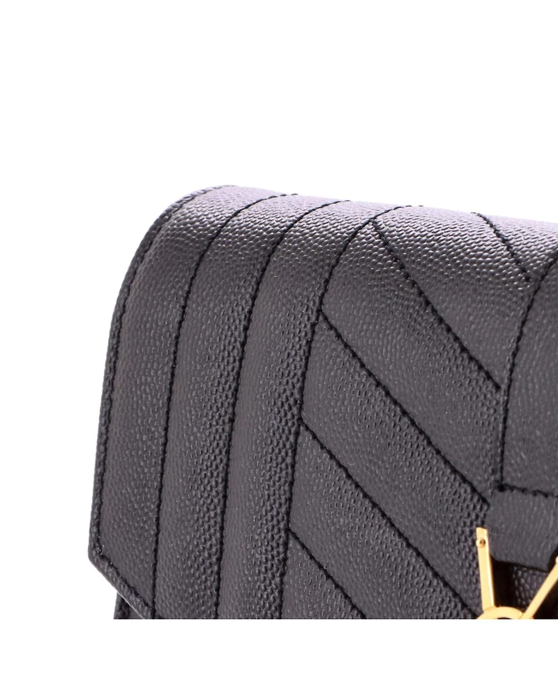Pre-Owned Saint Laurent Classic Monogram Envelope Wristlet Clutch Mixed Matelasse Leather