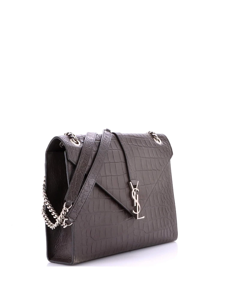 Pre-Owned Saint Laurent Large Classic Monogram Envelope Satchel Embossed Leather
