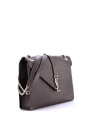 Pre-Owned Saint Laurent Large Classic Monogram Envelope Satchel Embossed Leather