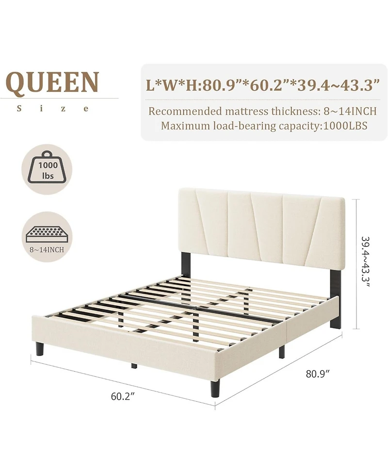 gaomon Platform Bed Frame with 3-Level Adjustable Headboard