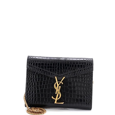 Pre-Owned Saint Laurent Small Cassandra Chain Shoulder Bag Embossed Leather
