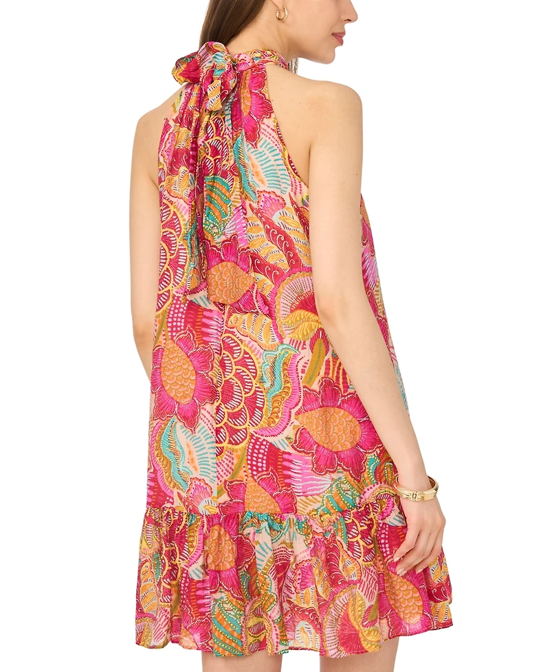 Msk Petite Printed Trapeze Halter Neck Dress
