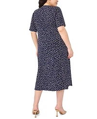 Msk Plus V-Neck Hardware Detail Midi Dress