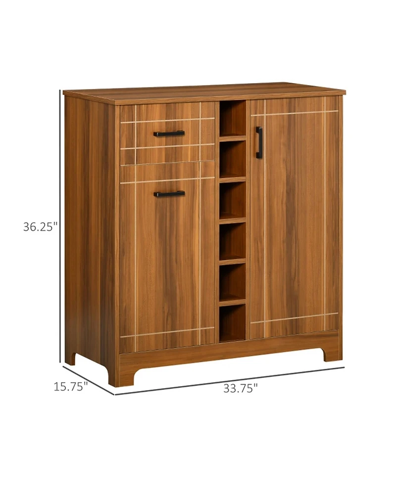 Clihome Storage Cabinet with 6-Bottle Wine Rack Kitchen Sideboard Entryway Cabinet for Dining Room Buffet