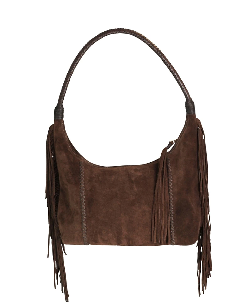 Carlos Falchi Fringe Suede Hobo Bag