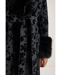 Nasty Gal Women's Faux Fur Floral Jacquard Coat
