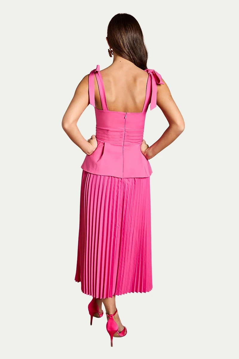 Coast Women's Bow Shoulder Peplum Midi Dress
