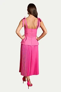 Coast Women's Bow Shoulder Peplum Midi Dress
