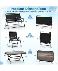 Sugift 4 Pieces Patio Folding Furniture Set with Spc Coffee Table and Patio Chairs