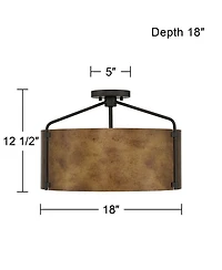 Possini Euro Design Possini Euro Julian Wide Rustic Bronze Drum 3-Light Ceiling Light