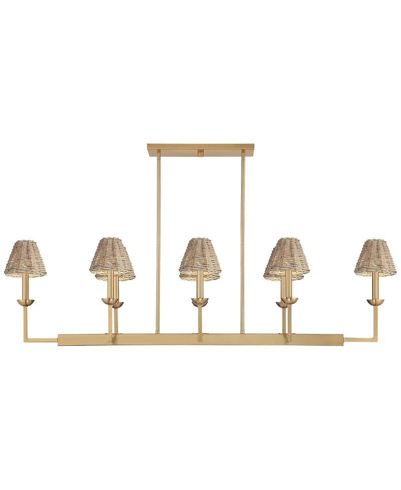 Possini Euro Design Kime 8-Light Island Chandelier w/ Wicker Shades